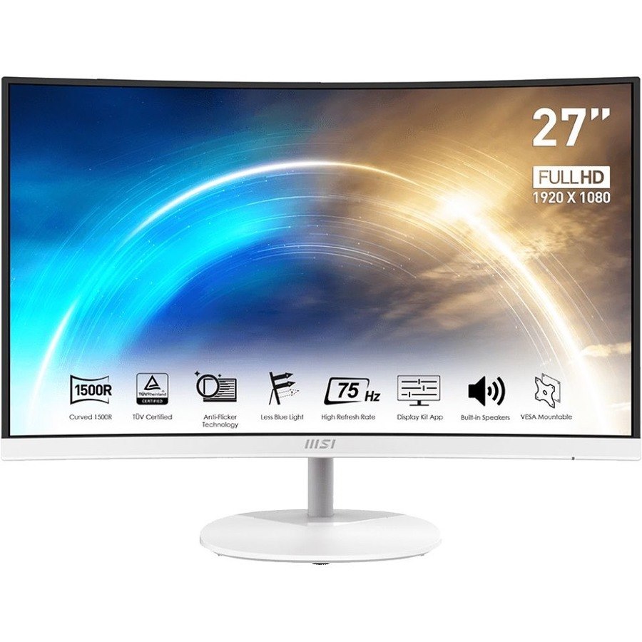 MSI Pro MP271CW 27" Full HD Curved Screen LCD Monitor - 16:9 - White