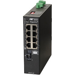 Omnitron Systems RuggedNet Unmanaged Industrial Gigabit PoE+, SM SC SF, RJ-45, Ethernet Fiber Switch