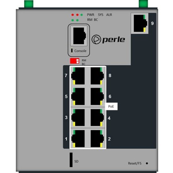 Perle IDS-509PP8 - Industrial Managed Power Over Ethernet Switch