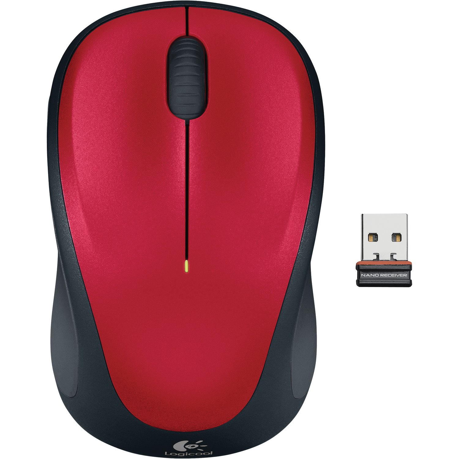 Logitech M235 Mouse - Radio Frequency - USB - Optical - Red