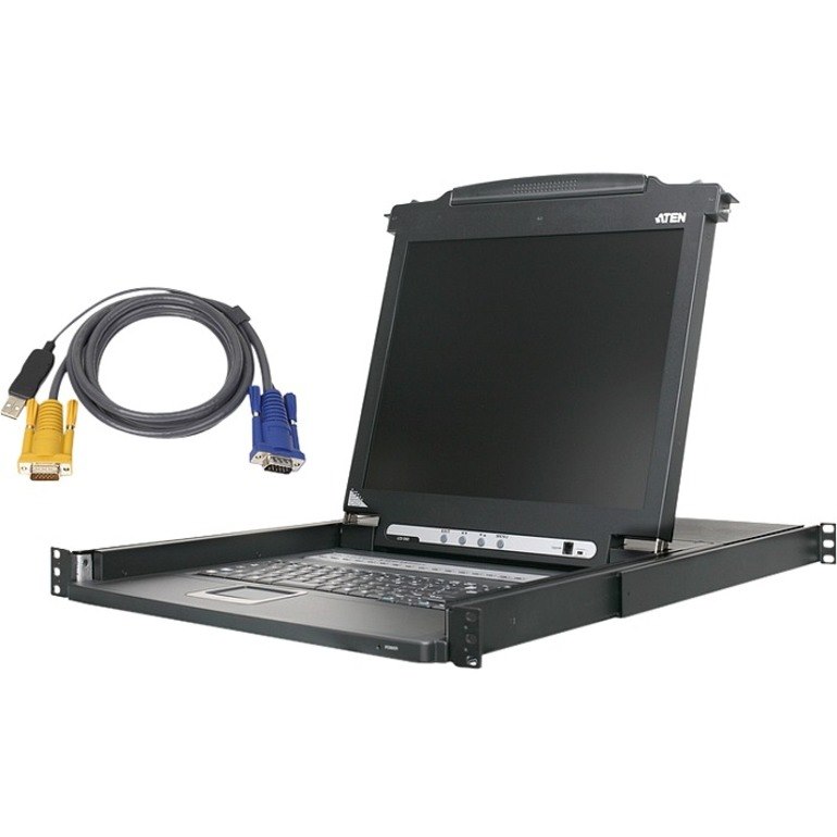 ATEN 8-Port 17in. Single Rail LCD KVM Bundle-TAA Compliant