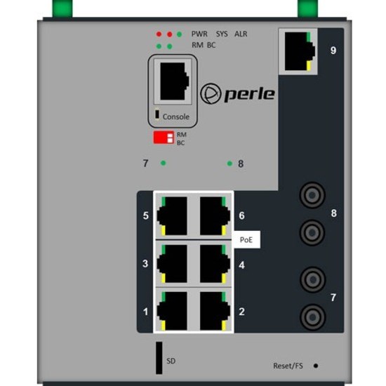 Perle IDS-509F2PP6-T2MD2 -Industrial Managed PoE Switch