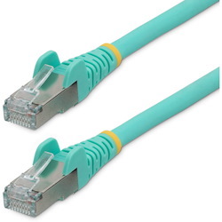 StarTech.com 7ft CAT6a Ethernet Cable, Aqua Low Smoke Zero Halogen (LSZH) 10 GbE 100W PoE S/FTP Snagless RJ-45 Network Patch Cord