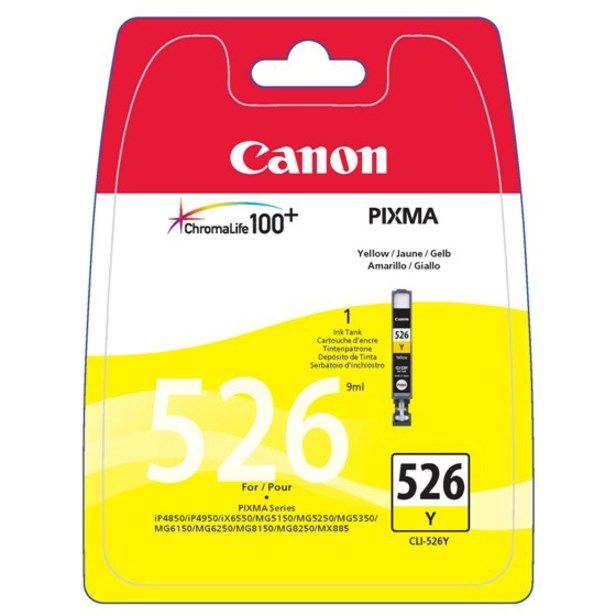 Canon CLI-526Y Original Inkjet Ink Cartridge - Yellow - 1 / Pack