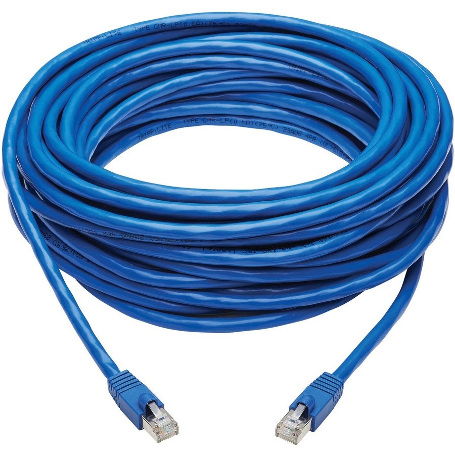 Eaton Tripp Lite Series Cat6a 10G Snagless F/UTP Ethernet Cable (RJ45 M/M), PoE, CMR-LP, Blue, 50 ft. (15.24 m)