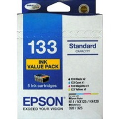 Epson DURABrite Ultra 133 Original Standard Yield Inkjet Ink Cartridge - Value Pack - Black, Cyan, Magenta, Yellow - 5 / Pack