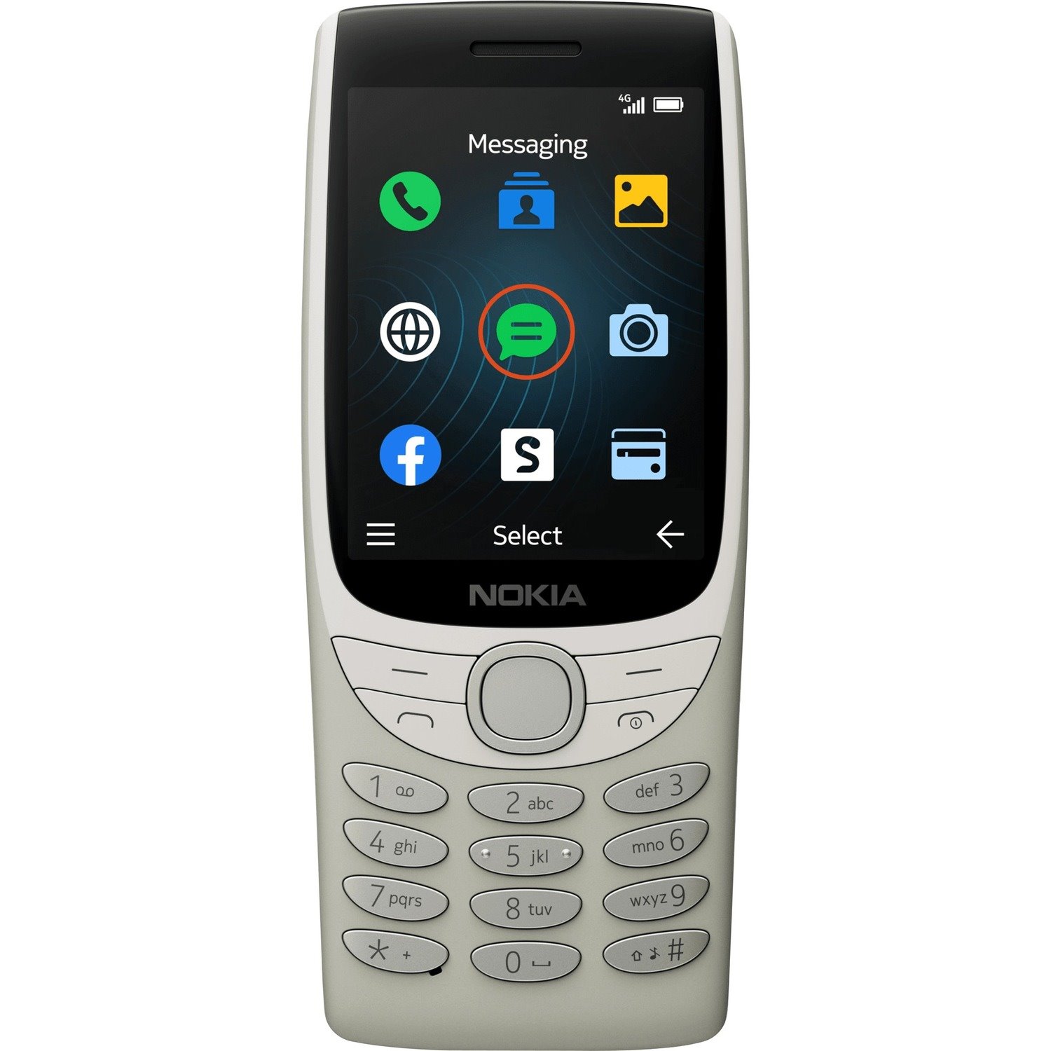Nokia 8210 4G 128 MB Feature Phone - 7.1 cm (2.8") TFT LCD QVGA 240 x 320 - Cortex A71 GHz - 48 MB RAM - Series 30+ - 4G - Sand