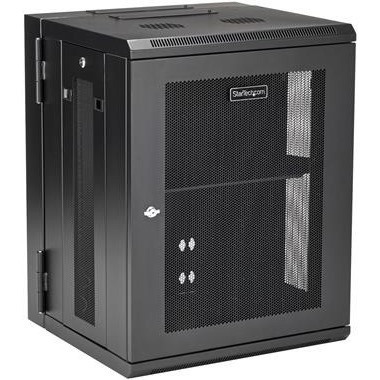 StarTech.com 15U Wall Mountable Rack Cabinet for Server, LAN Switch, Patch Panel408.94 mm Rack Depth - Black