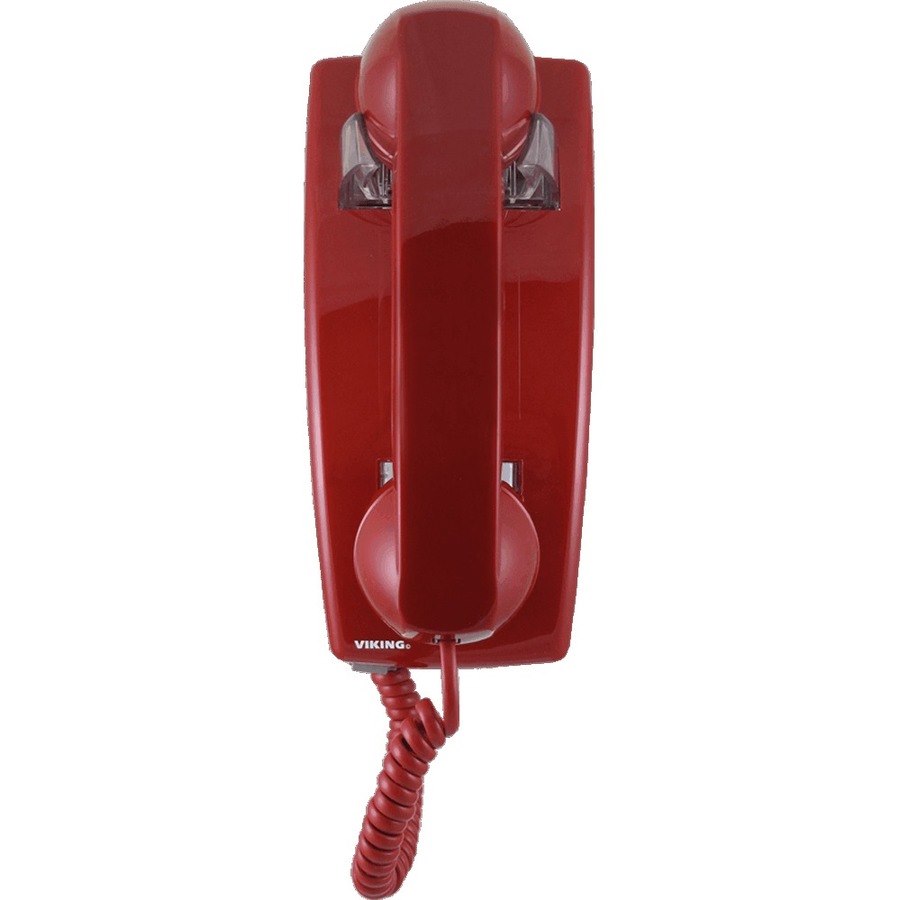 Viking Electronics Wall Phone with Built-in Ringer, Red Color
