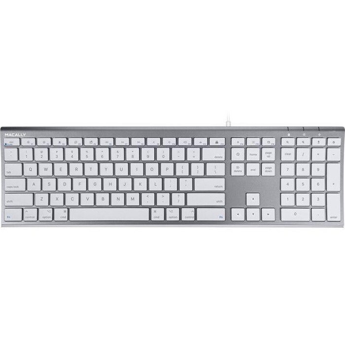 Macally Space Gray Ultra Slim USB Wired keyboard for Mac and PC