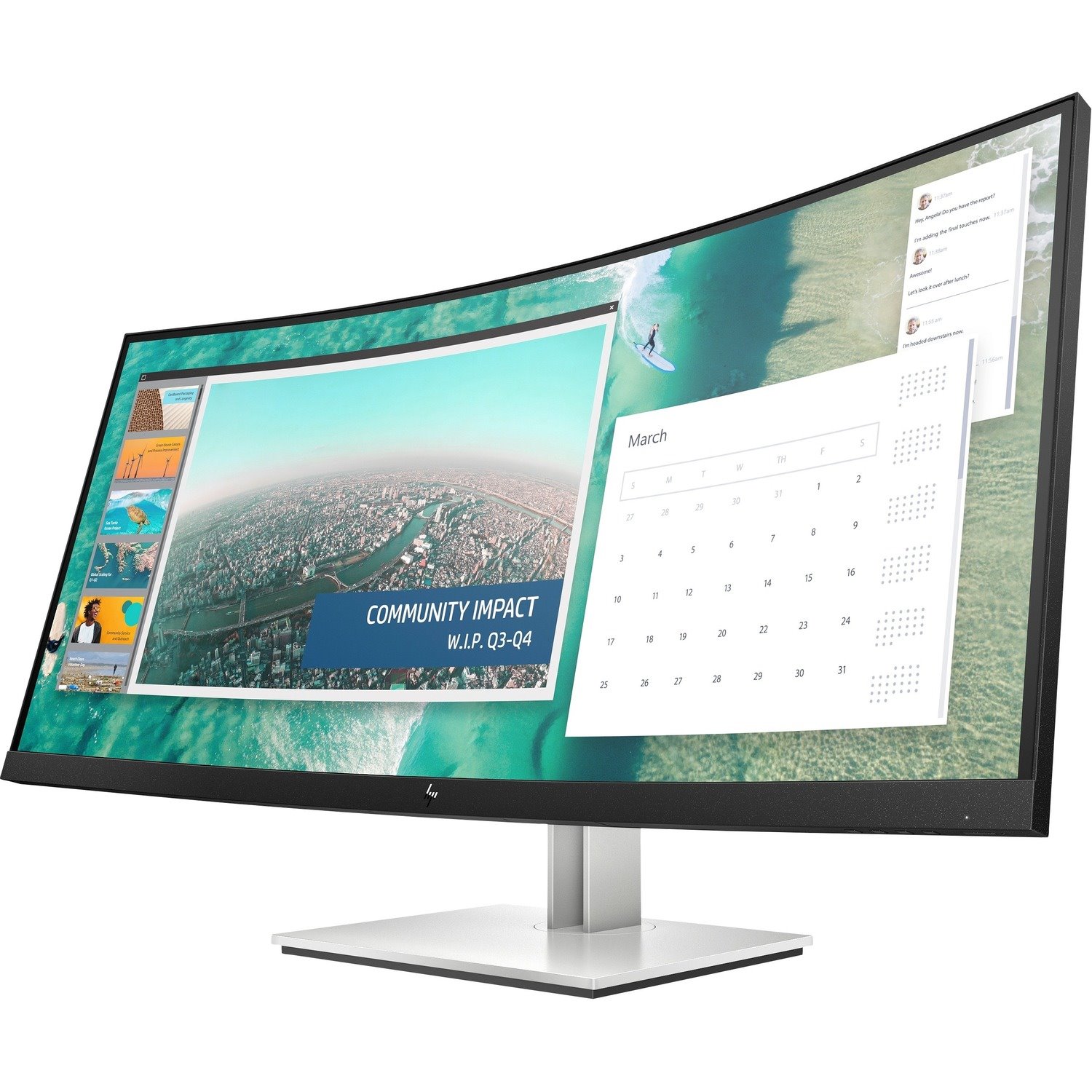 HP E344c 34" Class WQHD Curved Screen LCD Monitor - 21:9 - Sparkling Black