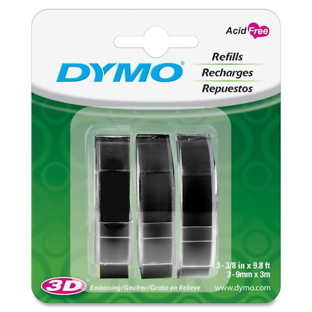Dymo Emb Tape 3PK BLK 9MM X 3M