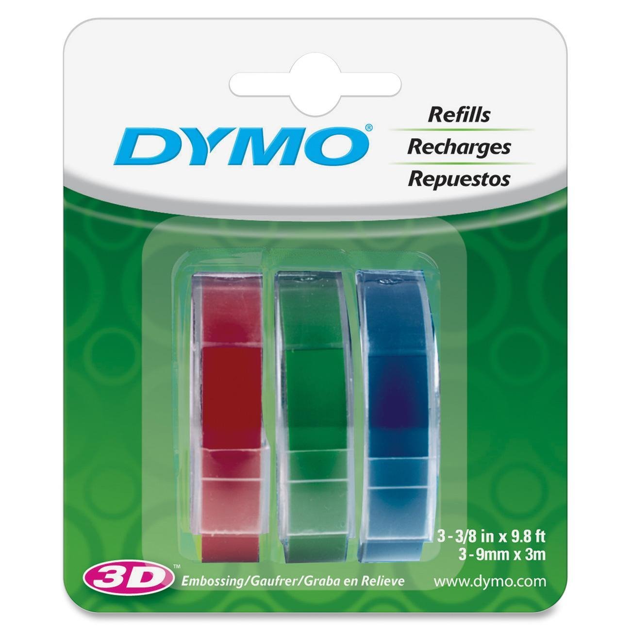 Dymo Emb Tape 9mmX3m Asst PK3