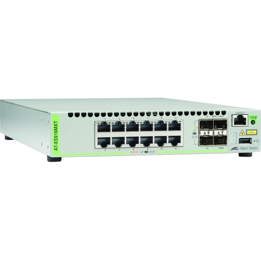 Allied Telesis CentreCOM XS900MX AT-XS916MXT 12 Ports Manageable Layer 3 Switch - Gigabit Ethernet, 10 Gigabit Ethernet - 10GBase-X, 10GBase-T