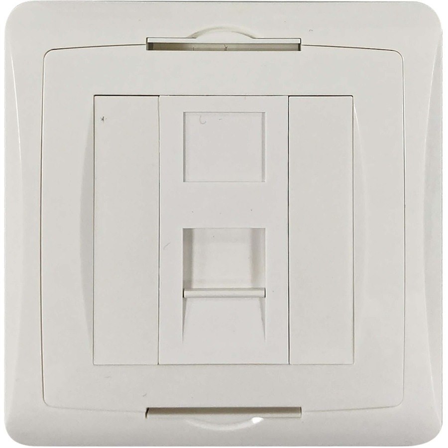 Eaton Tripp Lite Series 1-Port UK-Style Wall Plate, Unloaded Shuttered Module, White, TAA