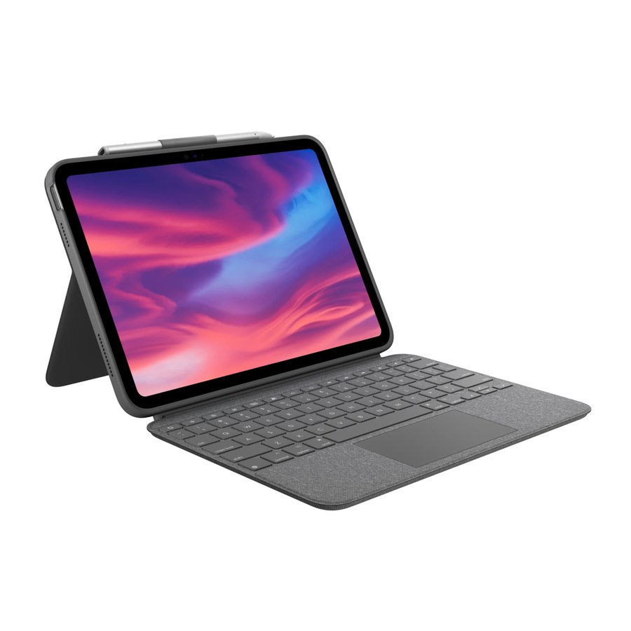 Logitech Combo Touch Keyboard/Cover Case (Folio) for 27.7 cm (10.9") Apple, Logitech iPad (10th Generation) Tablet - Oxford Gray