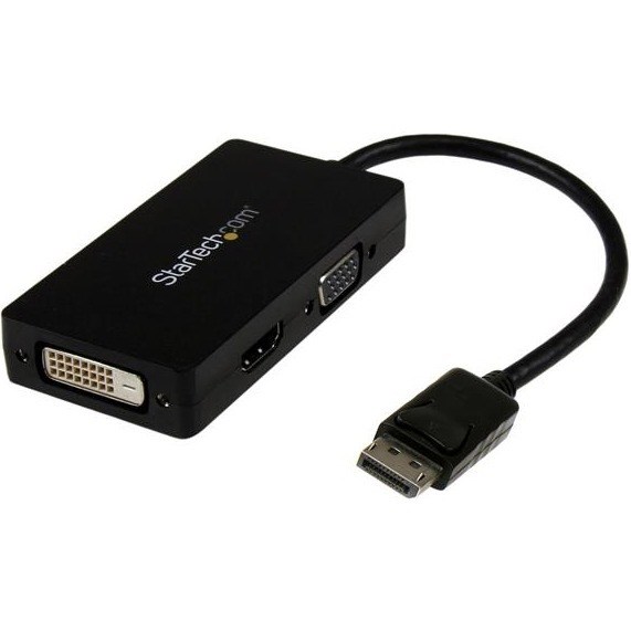 StarTech.com 3 in 1 DisplayPort Multi Video Adapter Converter - 1080p DP Laptop to HDMI VGA or DVI Monitor or Projector Display (DP2VGDVHD)