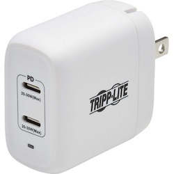 Tripp Lite by Eaton Dual-Port Compact USB-C Wall Charger - GaN Technology, 40W PD Charging (20W+20W or 30W), White