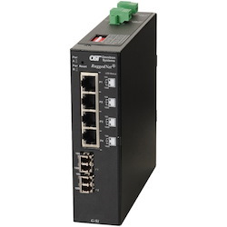 Omnitron Systems RuggedNet Unmanaged Ruggedized Industrial Gigabit, 2xSM LC, RJ-45, Ethernet Fiber Switch