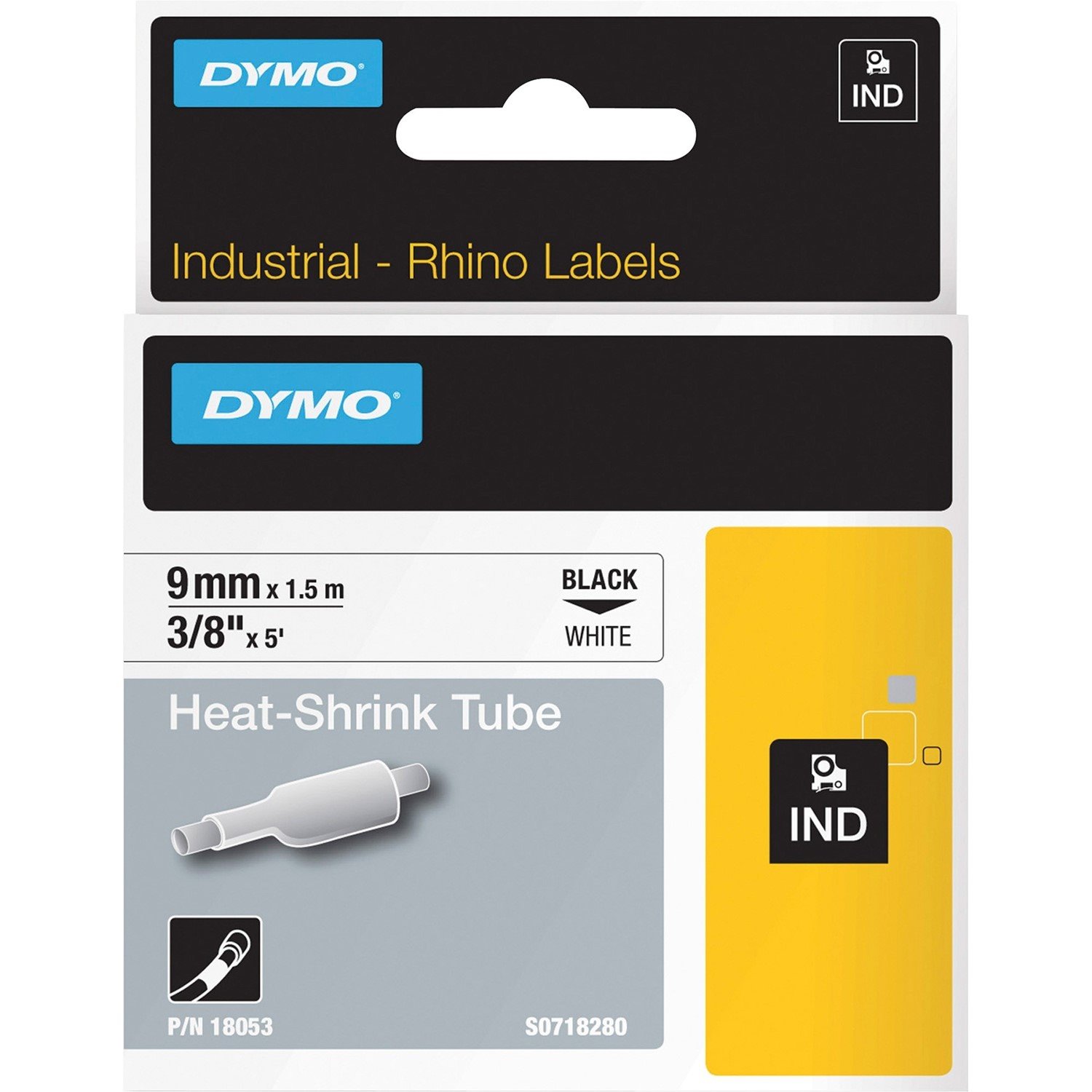 Dymo Indust Tube Heat SHRNK 9MM WHT