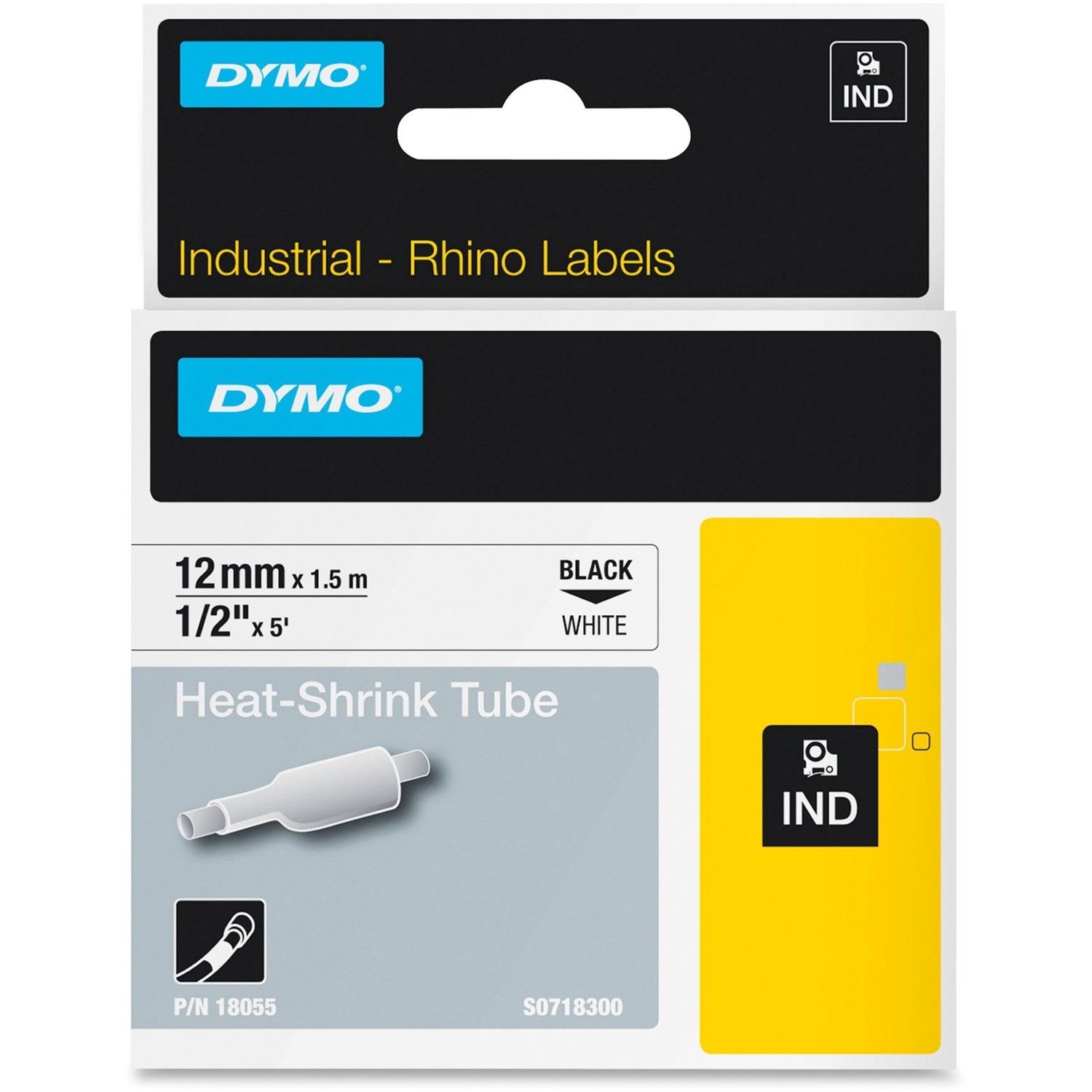 Dymo Rhino 1/2In X 5FT, White Heat Shrink Tubes