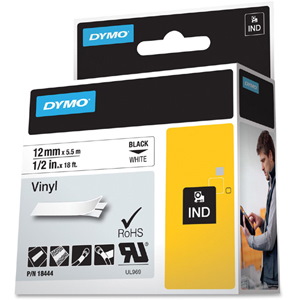 Dymo Industrial Tape 12MM X 5.5M Vinyl Black