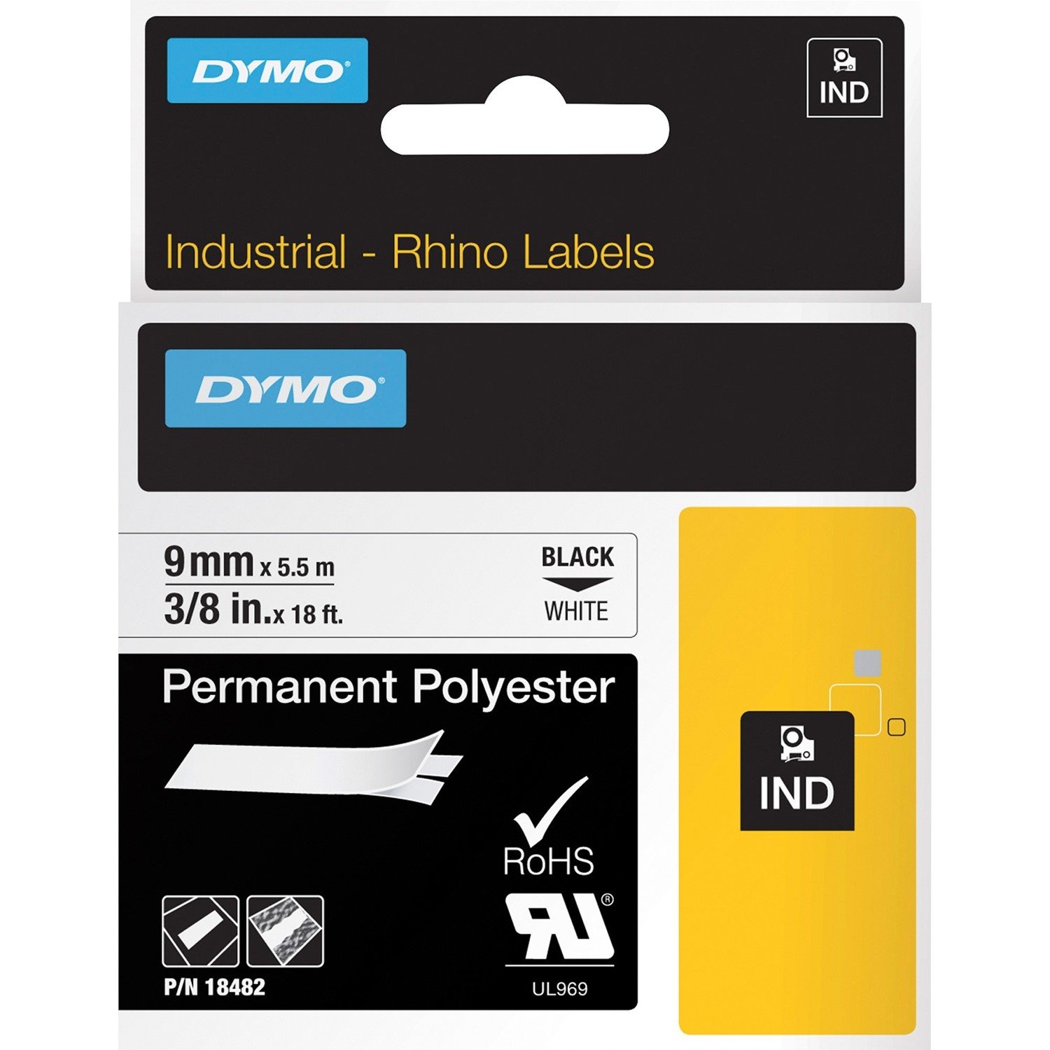 Dymo Industrial Tape 9MM X 5.5M Permanent Pol
