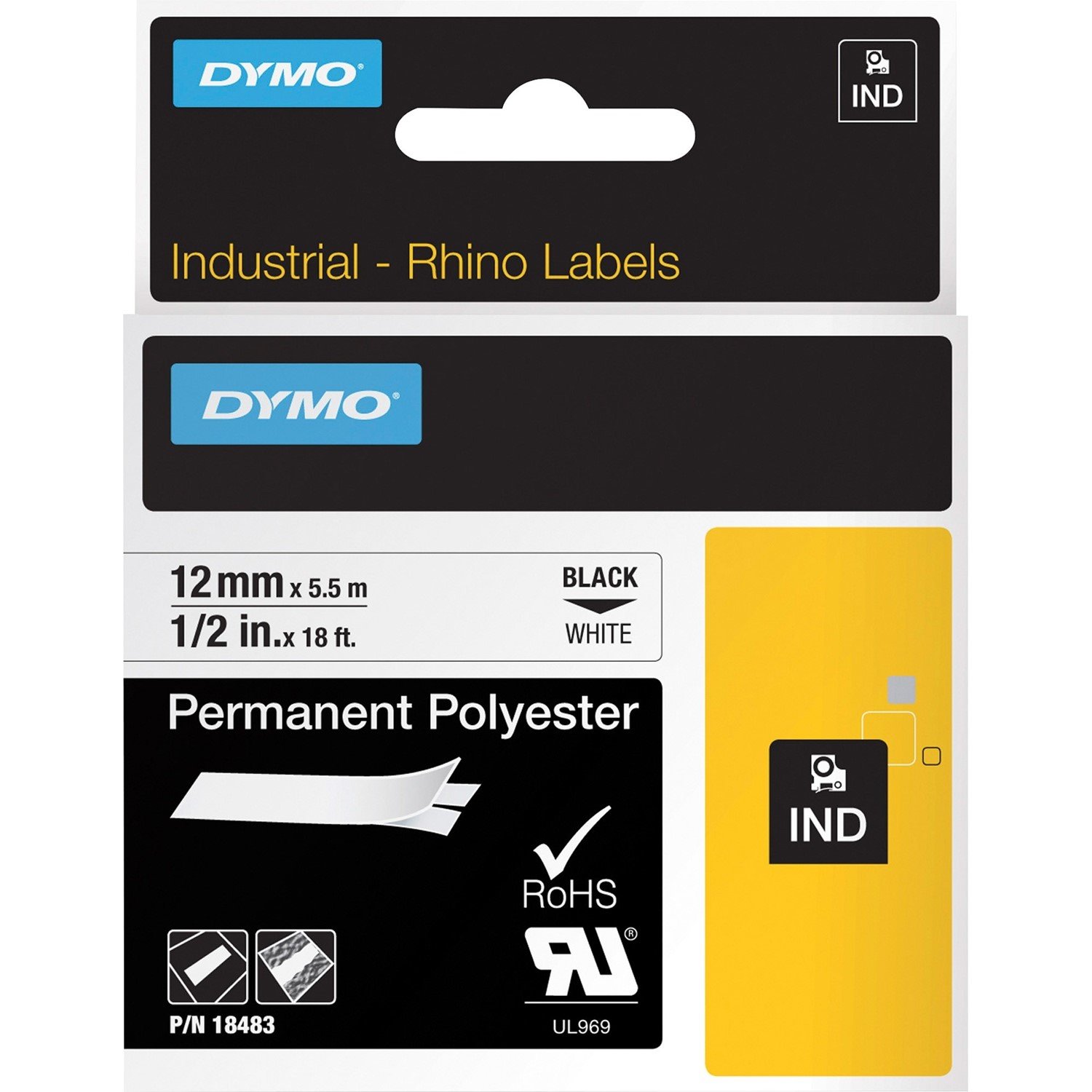 Dymo Industrial Tape 12MM X 5.5M Permanent Po
