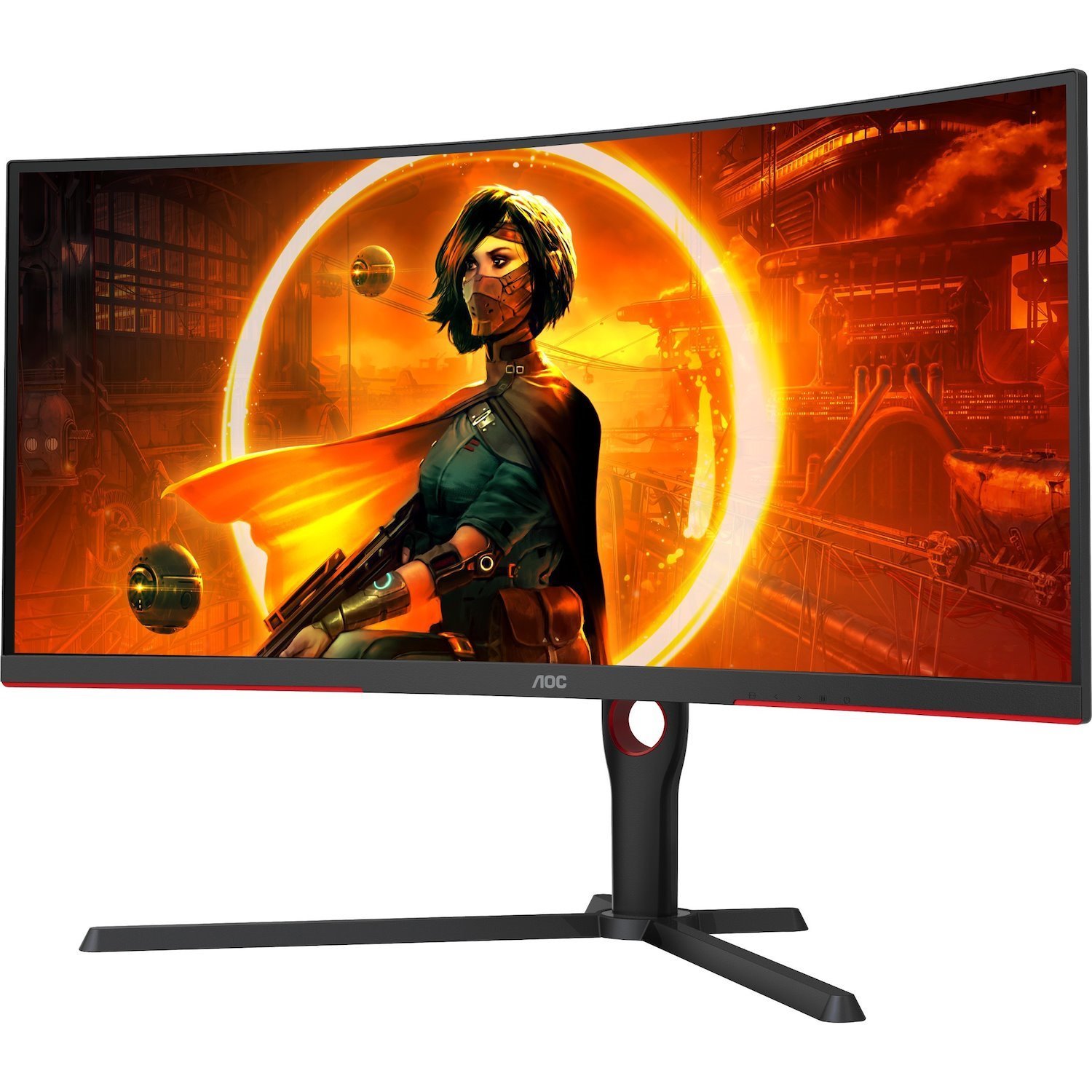 AOC CU34G3S 34" Class UW-QHD Curved Screen Gaming LCD Monitor - 21:9 - Black, Red