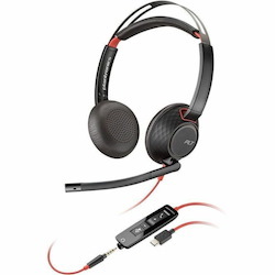 Poly Blackwire C5220 Wired On-ear, Over-the-head Stereo Headset - Black