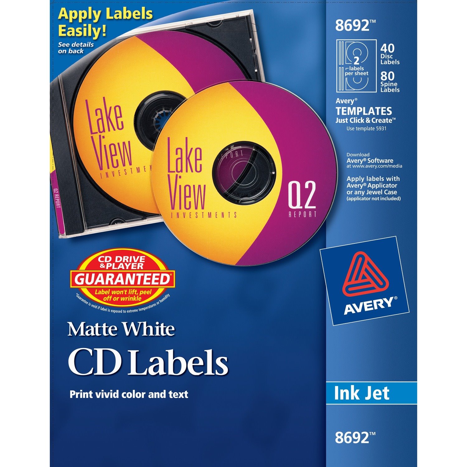 Avery&reg; Laser White Matte CD/DVD Labels