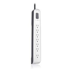 Belkin 7-Outlet AV Surge Protector with 12-Ft Power Cord and Telephone Protection, 2000 Joules (BV107200-12),White