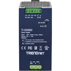TRENDnet 240W, 52V DC, 4.61A AC to DC DIN-Rail Power Supply, TI-S24052, Industrial Power Supply with Built-In Power Factor Controller Function, Silver