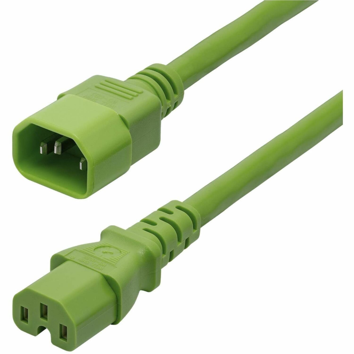 StarTech.com 6ft (1.8m) Heavy Duty PDU Power Cord, IEC 60320 C14 to C15, 15A 250V, 14AWG, Green Power Cable, UL Listed