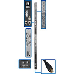Tripp Lite by Eaton 8.6kW 208/120V 3PH Monitored PDU - LX Interface, Gigabit, 45 Outlets, L21-30P Input, LCD, 1.8 m Cord, 0U 1.8 m Height, TAA
