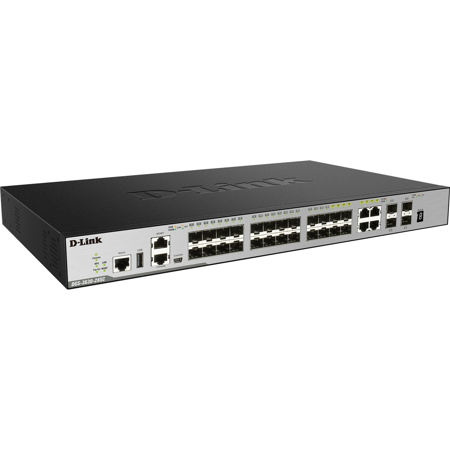 D-Link DGS-3630 DGS-3630-28SC 4 Ports Manageable Layer 3 Switch - Gigabit Ethernet, 10 Gigabit Ethernet - 1000Base-T, 1000Base-SX, 10GBase-LR, 10GBase-SR, 10GBase-LRM, 1000Base-LX