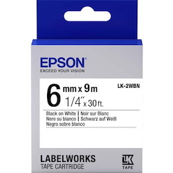 Epson LabelWorks Standard LK Tape Cartridge ~1/4" Black on White