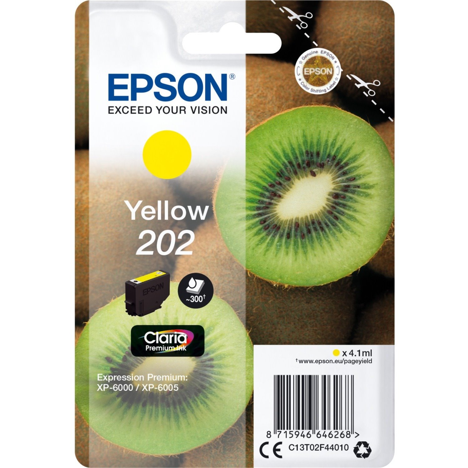 Epson Claria Premium 202 Original Inkjet Ink Cartridge - Single Pack - Yellow - 1 Pack