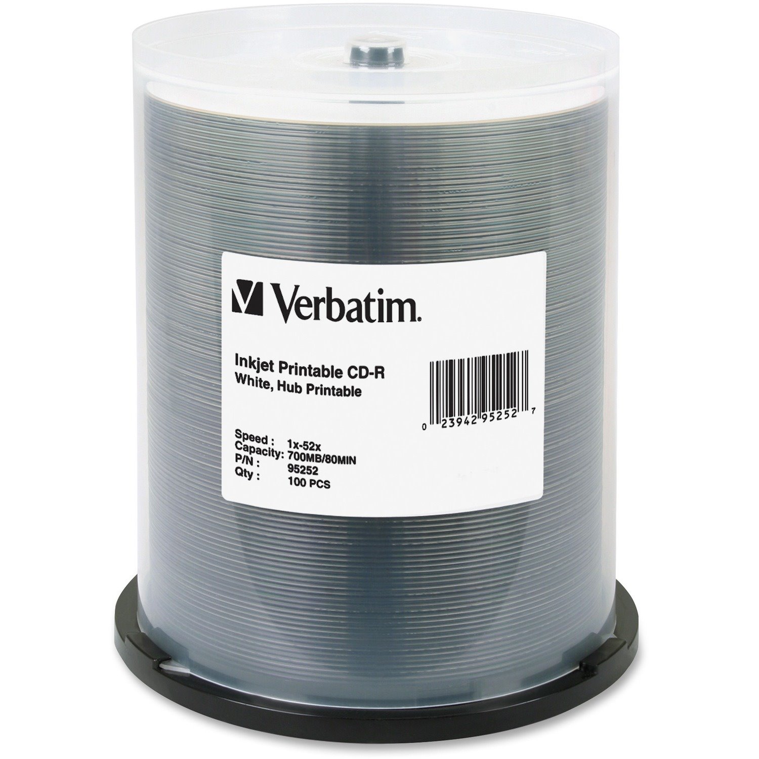 Verbatim 95252 CD Recordable Media - CD-R - 52x - 700 MB - 100 Pack Spindle - White