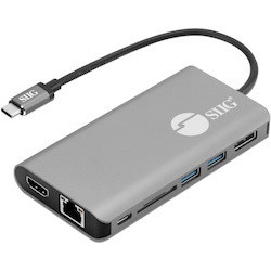 SIIG USB-C MST Video with Hub, LAN and PD 3.0 Docking - 7-in-1 MST Docking Station with 100W PD - MacOS for DP or HDMI Video
