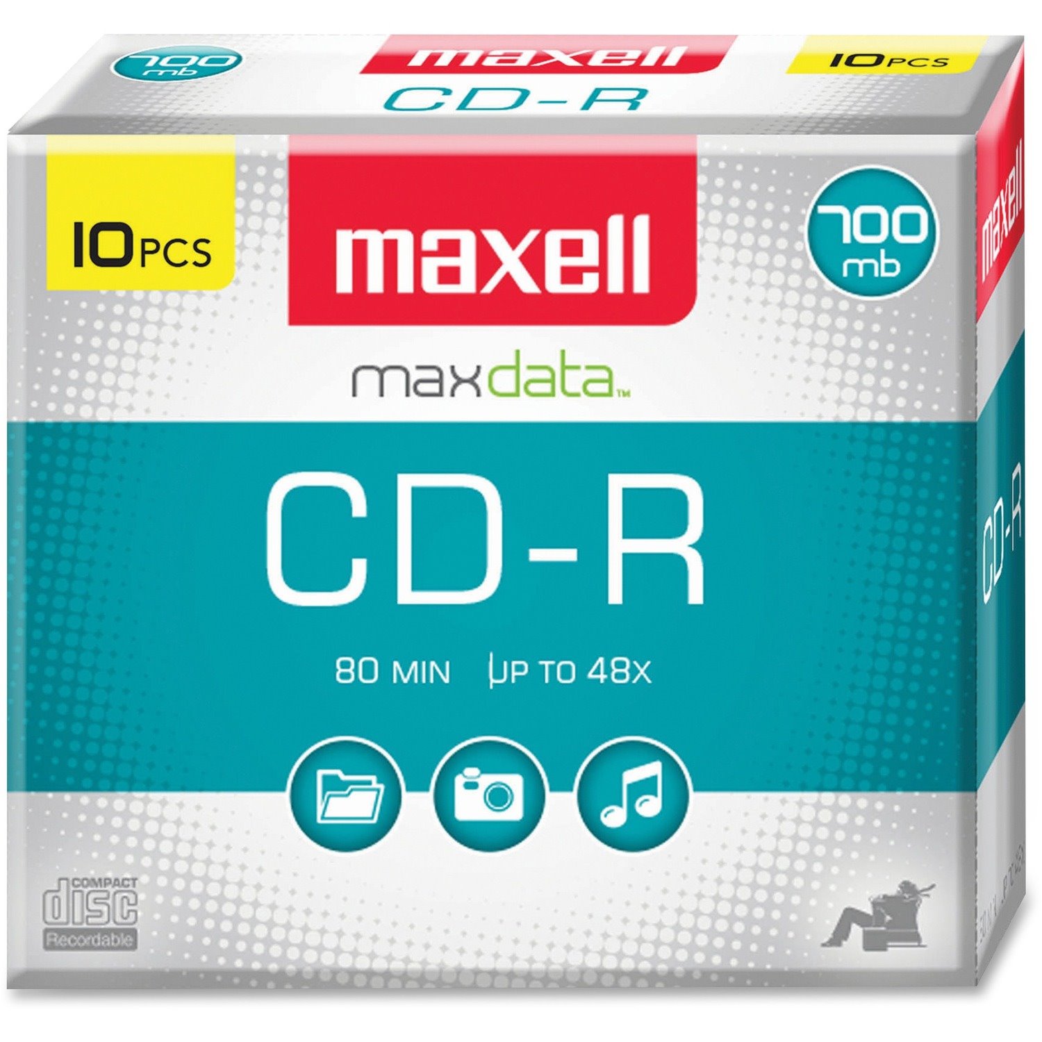 Maxell CD Recordable Media - CD-R - 40x - 700 MB - 10 Pack Slim Jewel Case