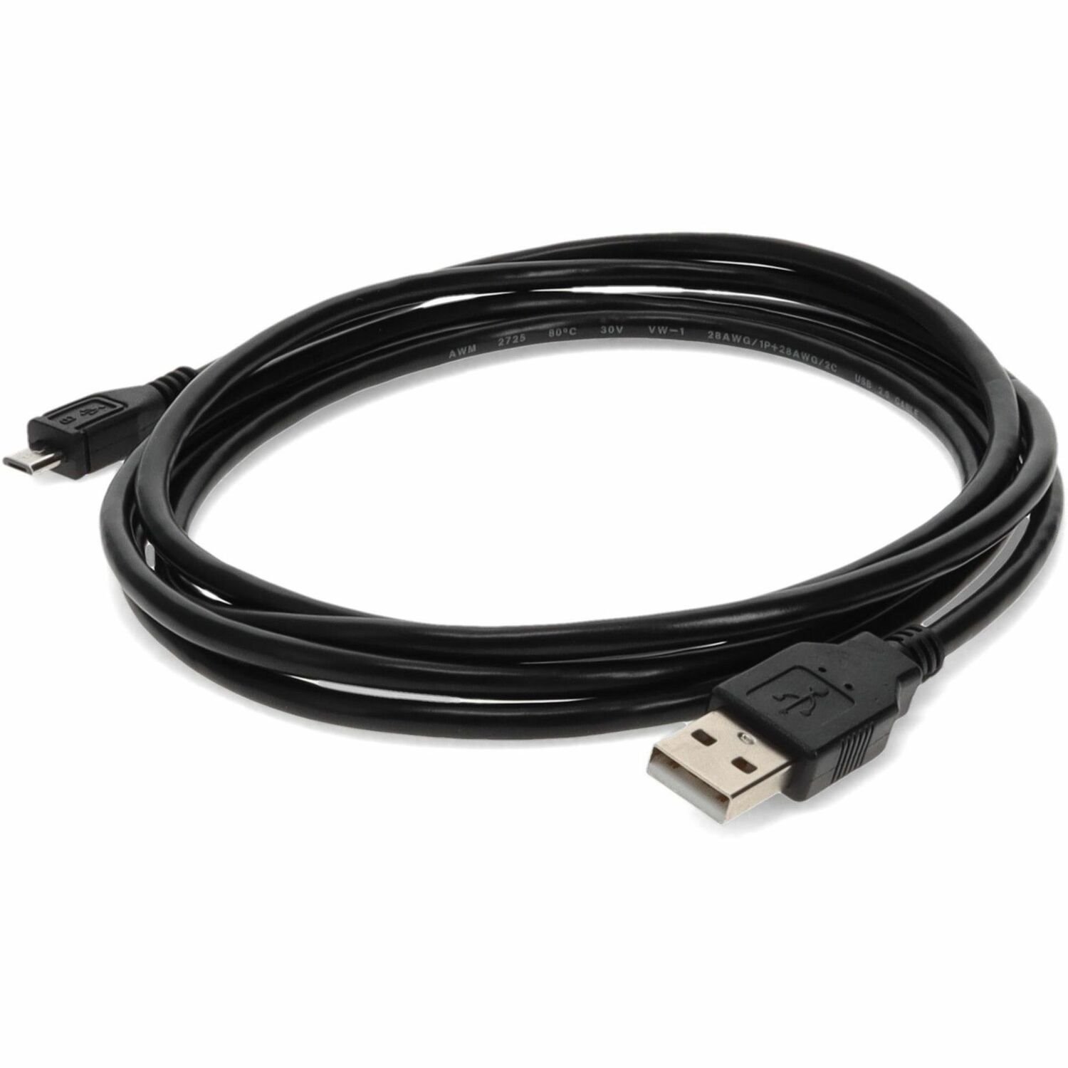 AddOn 3ft USB 2.0 (A) Male to Micro-USB 2.0 (B) Female Black Adapter Cable