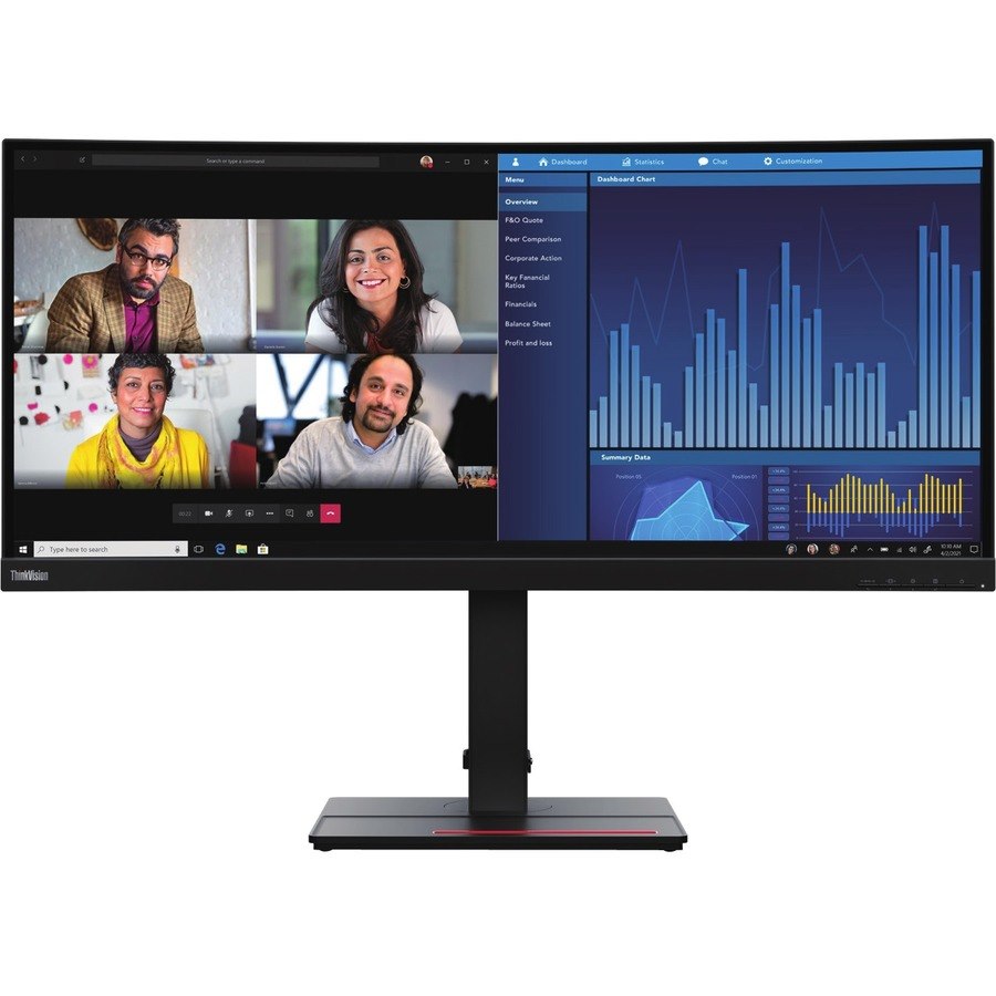 Lenovo ThinkVision P34w-20 34" Class Webcam UW-QHD Curved Screen LCD Monitor - 21:9 - Raven Black