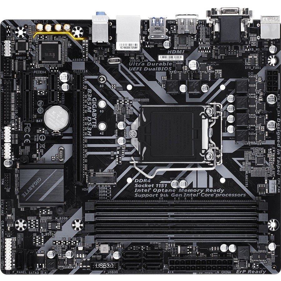 Gigabyte Ultra Durable B365M DS3H Desktop Motherboard - Intel B365 Chipset - Socket H4 LGA-1151 - Intel Optane Memory Ready - Micro ATX