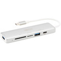 Tripp Lite by Eaton USB-C Multiport Adapter, USB 3.x (5Gbps), USB-A/C Hub Ports, Card Reader, Silver