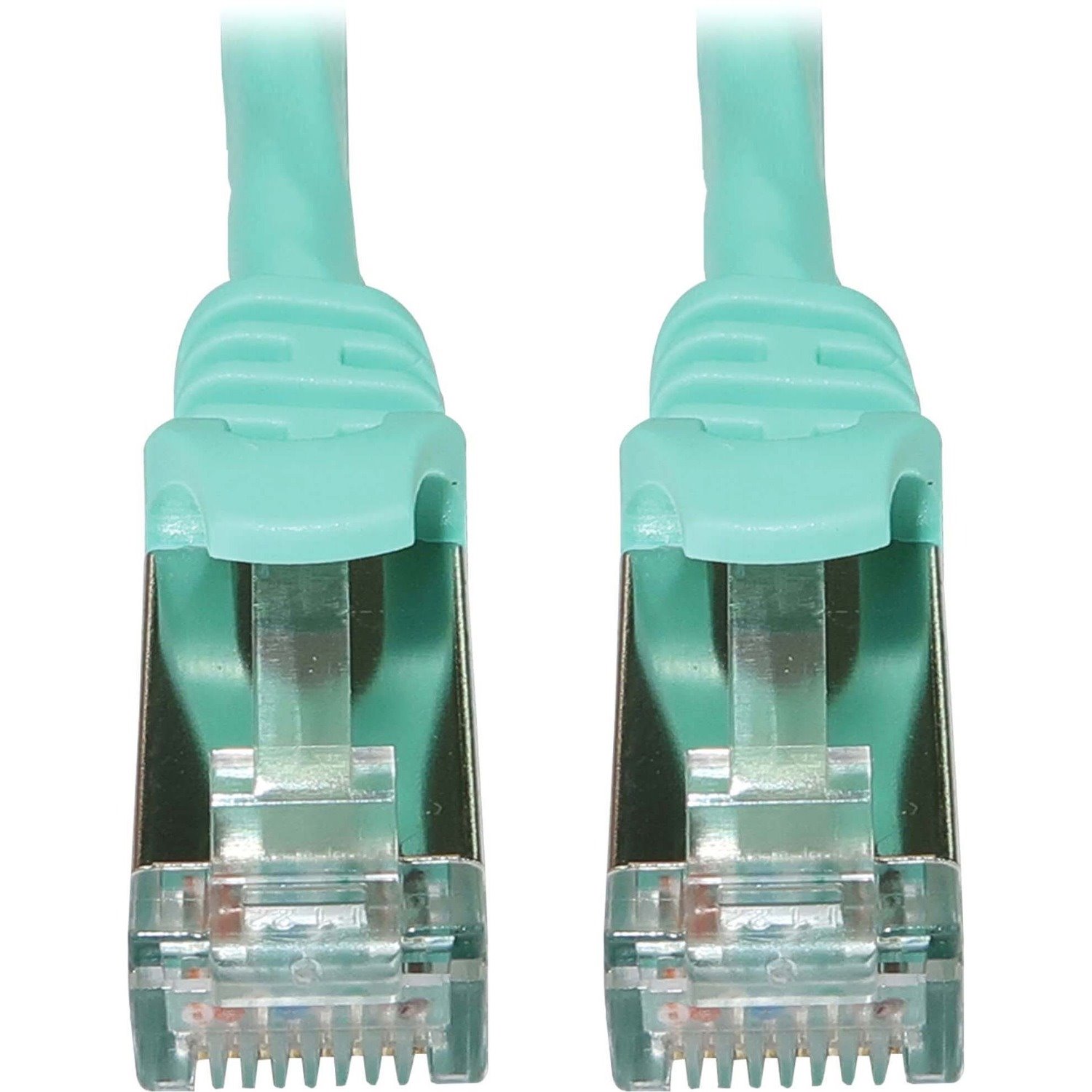 Eaton Tripp Lite Series Cat6a 10G Snagless Shielded Slim STP Ethernet Cable (RJ45 M/M), PoE, Aqua, 15 ft. (4.6 m)