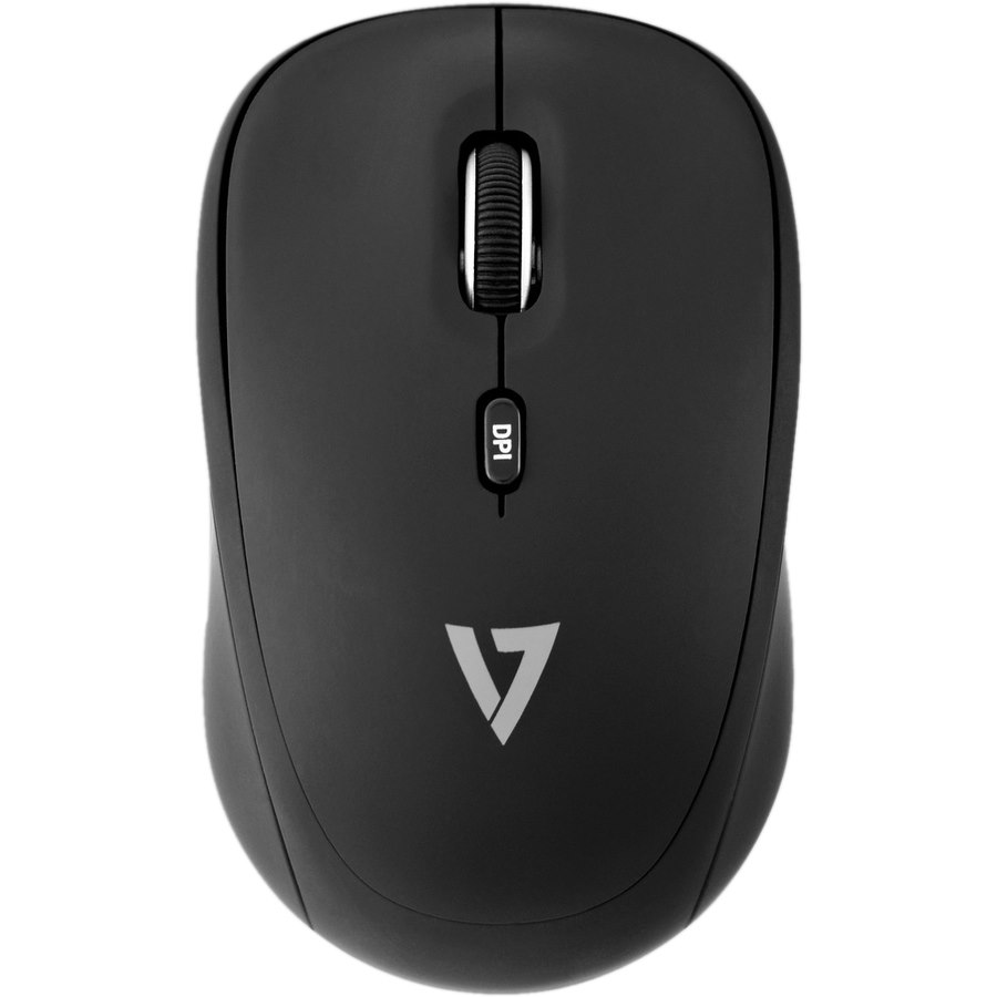 V7 4-Button Wireless Optical Mouse with Adjustable DPI - Black