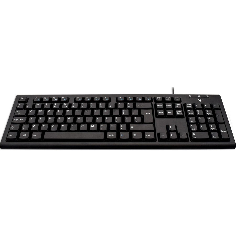 V7 KU200 Keyboard - Cable Connectivity - USB Interface - English (UK) - Black