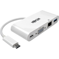 Tripp Lite by Eaton USB-C Multiport Adapter VGA USB 3.x (5Gbps) Hub Port Gigabit Ethernet and 60W PD Charging White