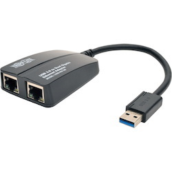 Tripp Lite by Eaton USB 3.0 to Dual Port Gigabit Ethernet Adapter RJ45 10/100/1000 Mbps